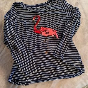 Crown and Ivy Long Sleeve T-Shirt Flamingo Sequin!